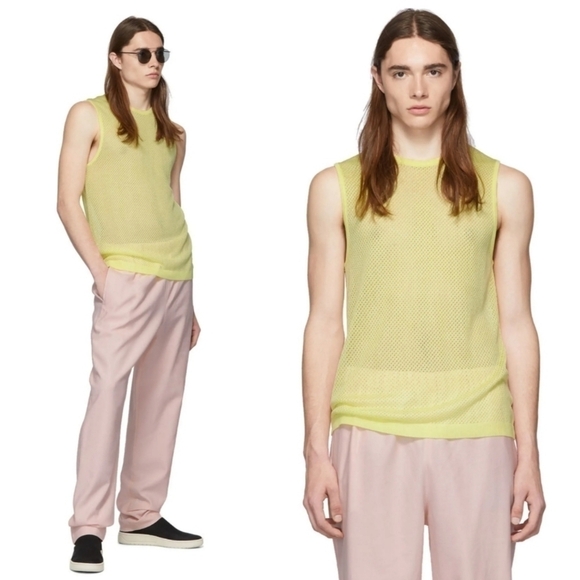 New Tibi SSENSE Men's Exclusive Citron Crispy Viscose Mesh Tank Top NWT Small - Picture 1 of 12